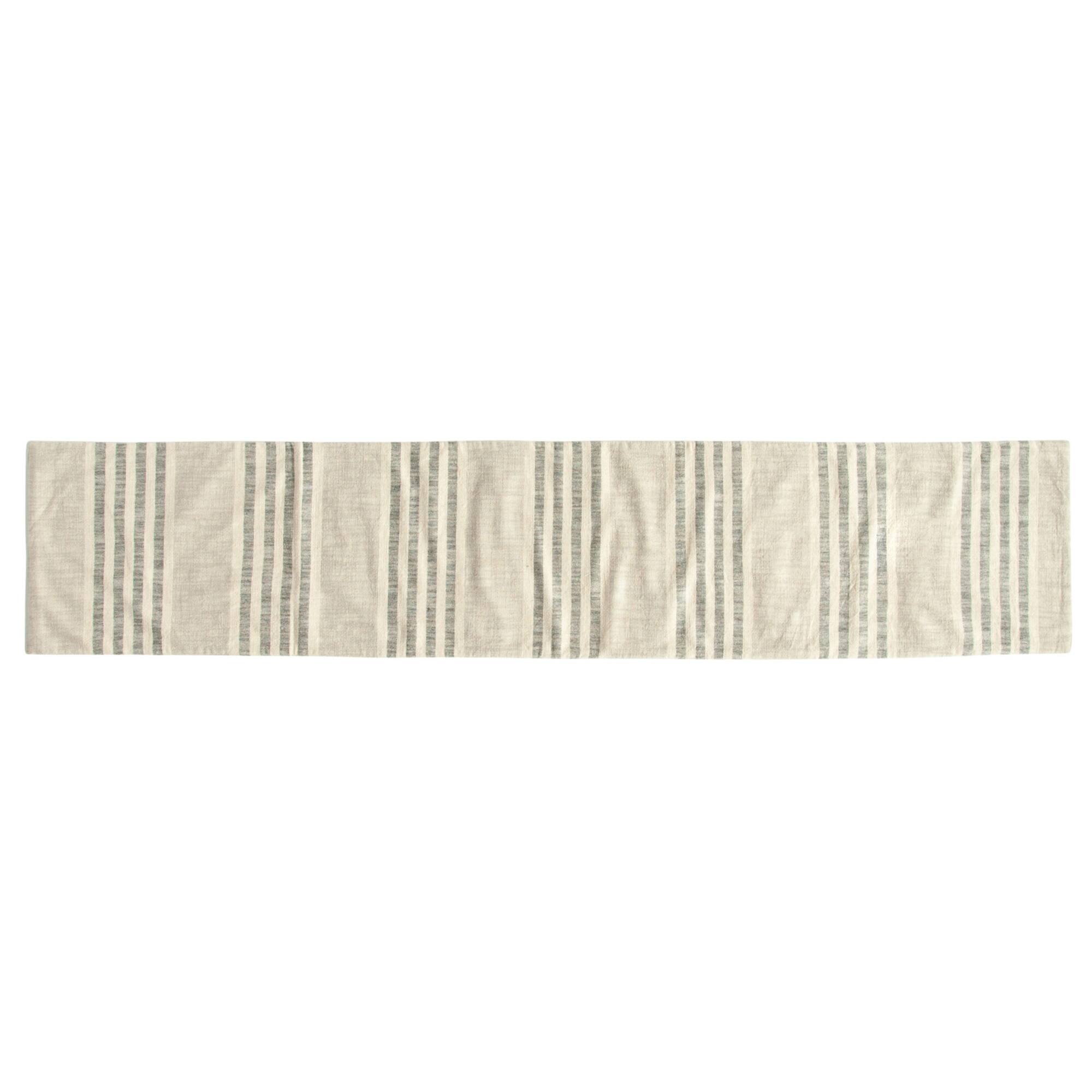 Hello Honey® 72" Gray Stripes Cotton Woven Table Runner